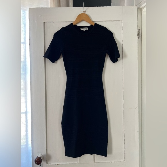 Opening Ceremony Black Textured Short Sleeve Bodycon Midi Dress Size XS - Picture 1 of 8